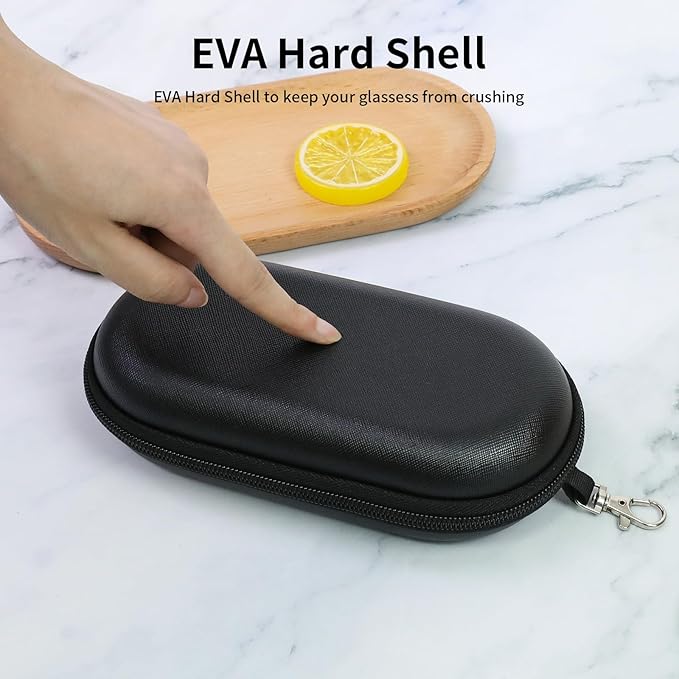 Double Eyeglasses Case, Hard Shell Dual Sunglasses Organizer with Zipper Clip Travel Glasses Storage for Women Men
