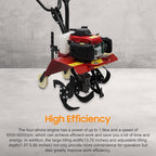 4-Stroke 63CC Gas Powered Tiller Cultivator Garden Yard Rototiller Tilling Tool Gas Tiller- Ideal for Garden, Lawn, Soil Cultivation, Weed & Digging