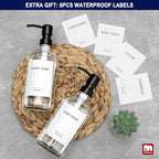 GMISUN Glass Soap Dispenser with Pump, 2 Pack Clear Bathroom Hand Soap Dispenser with Stainless Steel Pump, 16 Oz Refillable Kitchen Hand and Dish Soap Dispensers Set, Modern Liquid Pump Bottles