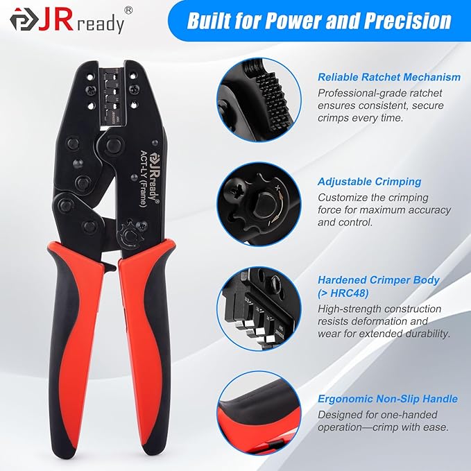 JRready ST6557 MLX 13.5A Connector Kit Crimper Pin Extraction Tool 2 3 6 Pin Power Connectors Male Female 14-20AWG Crimp Terminals Automotive Electrical Molex .084” Wire Connectors 6.35mm Pitch