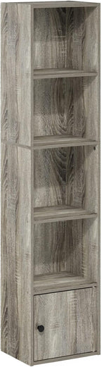 Furinno Luder Shelf Bookcase with 1 Door Storage Cabinet, French Oak