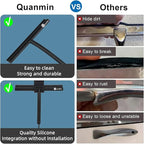 Upgrade Design Shower Squeegee with Hook, 11 inch Stainless Steel Core Glass Wiper, Multi-Purpose Glass Silicone Rubber Household Squeegees for Glass and Ceramic Doors Windows, Rounded Black