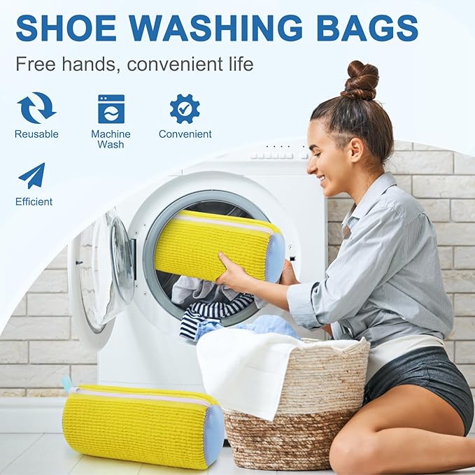 Shoe Washing Machine Bag,Shoe Laundry Bags for Sneakers, Reusable Shoe Cleaning Bag for All Shoe Sizes