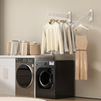 Danpoo Clothes Drying Rack Foldable Wall Mounted Laundry Drying Rack Clothing Coat Hanger Clothes Dryer White