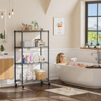 Golpart 4 Tier Shelves Storage Shelf Wire Closet Bathroom Organizers Metal Pantry Kitchen Garage Shelving Unit Laundry Room Organization Home Rack Net Basket Black 14”D X 36”W X 58”H