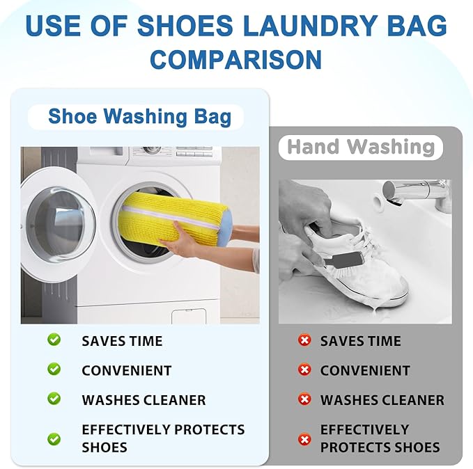 Shoe Washing Machine Bag,Shoe Laundry Bags for Sneakers, Reusable Shoe Cleaning Bag for All Shoe Sizes