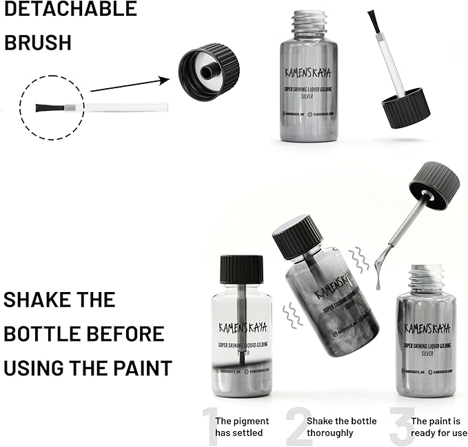 Liquid Silver Leaf Paint - Alcohol Based Fast Drying Silver Liquid Leaf, 0.68 fl oz (20 ml)