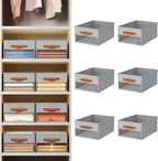 Homsorout Drawer Organizers and Storage - 6 Pack Foldable Pants Organizer with Clear Window & Handles, Fabric Closet Organizer for Clothes, Jeans, Sweaters, Towels, T-shirt, Scarf (Grey)