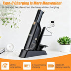 Handheld Vacuum Cordless,Dust Busters Cordless with Storage Dock,15KPA High Power Portable Vacuum Vordless,USB Quick Charge,Mini Vacuum with Multi-Nozzles & Washable Filter，Black