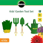 Red Toolbox Miracle-GRO 4 Piece Hand Garden Toolset for Kids Age 3+ with Hand Trowel, Hand Fork, Gloves and Watering Can