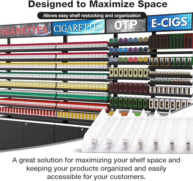 15-Pack Spring-Loaded Shelf Pushers Kit, 15in for 29–38 oz Products – Automatic Retail Display Organizer for Gondola & Store Shelves