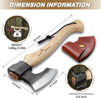 Purple Dragon Camping Hatchet Axe, 16 Inch Small Hand Hatchet with Wood Handle, Bushcraft Axe for Wood Splitting, Chopping & Carving, Outdoor Survival Tool with Sheath for Garden & Forest Use