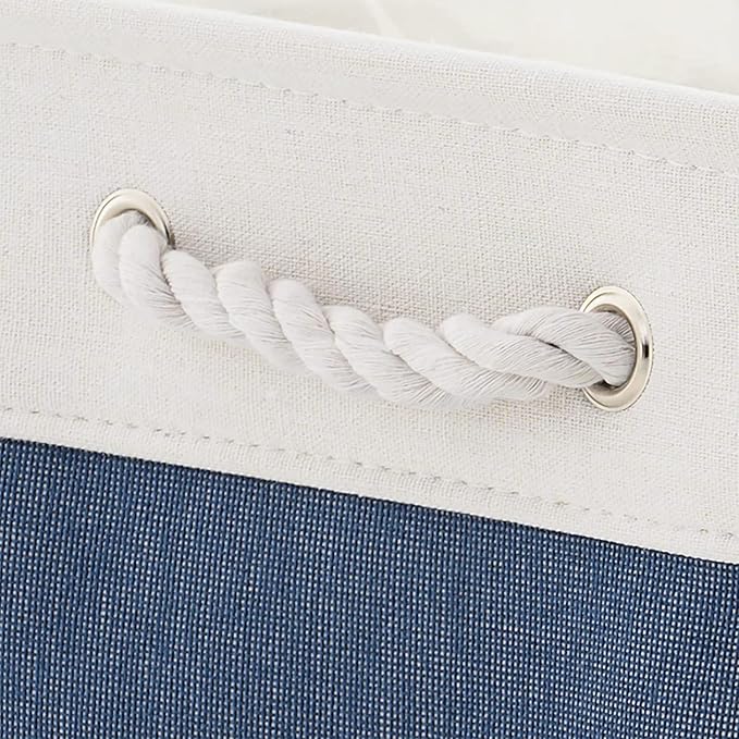 TheWarmHome Storage Bins for Shelves - 1 Pack 15.7x11.8x8.3 inch Fabric Storage Cubes, Storage Basket for Organizing Gift Laundry Cloth Toy Room (White & Jean Blue)