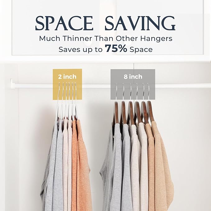 HOUSE DAY White Velvet Hangers 60 Pack, Non Slip Clothes Felt Hanger Heavy Duty for Coat, Premium Slim Space Saving Suit Hangers for Closet Organizer, 360° Rotating Silver Hook