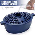 G GOOD GAIN Wood Stove Steamer - Cast Iron Stove Humidifier with Large Opening Top | Oval Bowl Fire Place Pot for Home Heating Decorative | Matte Finish & 2.7 Quart, Green