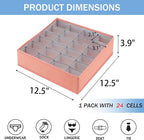 Foldable Storage Cubes Drawer Underwear Organizer Dividers， under Cabinet Organizer 24-Cell Fabric Storage Boxes for Lingerie,Socks,Ties （Orange）