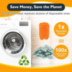 Microfiber Duster for Cleaning - 1 Handle & 8 Washable Refills, 360° Dust Cleaner for Home, Furniture, Ceiling Fans, Cobwebs – Dry & Wet Use, Eco-Friendly Alternative to Disposable Dusters