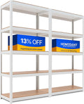 HOMEDANT House 5-Tier Laminated Metal Shelving Unit Adjustable Storage Utility Rack Heavy Duty Shelves Organization Multipurpose Shelf Kitchen Garage Pantry Closet 2Pack
