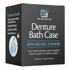 Denture Bath Case and Retainer Case, Denture Bath Cup for Invisalign Retainers Mouthguards Dentures Cleaner Kit with Strainer Spill-Free Portable Retainer Cleaner Case by M3 Naturals