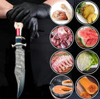 : CUSTOM HAND MADE DAMASCUS STEEL COLLECTIBLE GUTT KNIFE HANDLE MATERIAL BONE USA FLAG ACID ACHING (STAR)