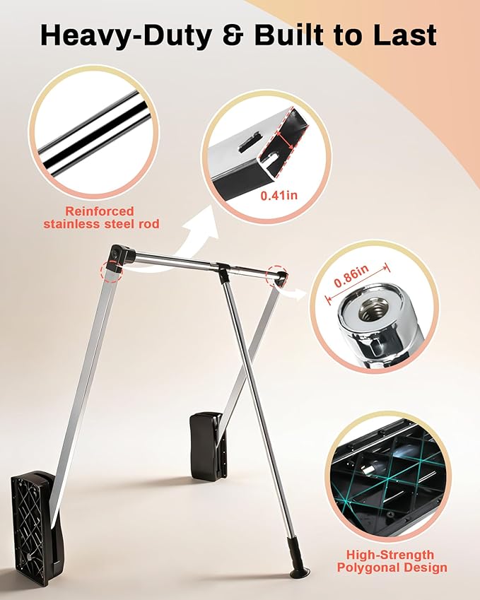 Pull Down Closet Rod 32-45 Inch, 44 lbs Capacity for Hanging Clothes, Polished Metal Wardrobe Lift Rail Organizer with Two-way Buffering, Side-Mounted for Cabinets/Wardrobes