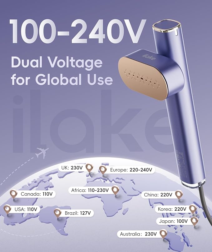 Travel Steamer for Clothes, 100-240V Dual Voltage Portable Garment Steamer, 1000W Travel Size Handheld Steamer & Iron 2 in 1 for Global & Europe Travel, Business, Home, Blue