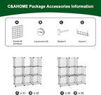 C&AHOME Wire Cube Storage, 8 - Cube Organizer Metal C Grids, Modular Shelves Units, Closet Organizer, Ideal for Home, Office, Living Room, 24.8" L x 12.4" W x 48.4" H, Silver Gray UWCS3008G