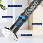 No Drilling Closet Rod, 27.5-74 Inches Hanging Closet Rod for Clothes, Closet Bar & Pole Heavy-duty, Closet Rods for Hanging Clothes For Closet Wardrobes Bathroom Laundry RV Curtains,Black