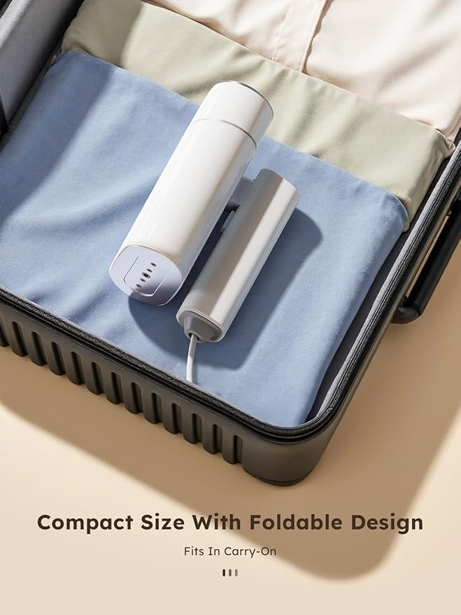Clothes Steamer, Yabano Foldable 1200W Travel Garment Steamer Iron for Clothes with 140ml Tank for Home, Office and Travel, Handheld Fabric Steamer (White)