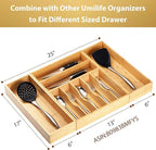 Umilife Bamboo Kitchen Utensils Organizer, Extra Long High Silverware Drawer Holder, Flatware Cutlery Storage Box, Multi-Use Drawer Divider in Office, Bathroom, Pantry - 17"x6"x2.5" (Set of 2)