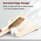 Hand Broom and Dustpan Set,Portable Small Dustpan and Brush Set with Sapele Wood Handle,Teeth Design,Compact Hangable Broom with Dustpan for Cleaning Desktops Kitchen Sofa Pet Hair,Beige
