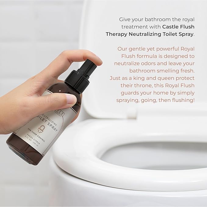 Castle Flush Therapy Neutralizing Toilet Spray | Odor Control: Mist Over the Water Surface, Go, Then Flush | Bathroom Freshening | Neutralizes Odors at the Source | Fresh Lotus | 4 oz