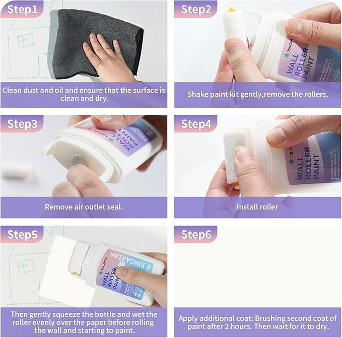 Wall Paint Kit - 2X Concentrated Formula Wall Repair Roller Superior Coverage & No Dripping - Water-Based Touch Up Paint Roller Kit for Remove Graffiti, Stains, Yellowing - 100g, Ivory White