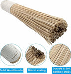 Natural Bamboo Wok Brush 12-Inch Length, Traditional Kitchen Pan Cleaning Whisk Cleaning Brush Bamboo Scrubber (Flat Brush)