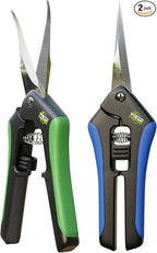 Hydroponic 2Pack Microtip Straight blade/Curved Blade Flower Leaf Trimmer Pruning Shears by Yieldcropper