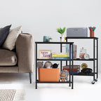 LIANTRAL Rolling Cart, 3-Tier Utility Microwave Bar Coffee Cart Kitchen Storage Shelf On Wheels, Black Large Side End Table Nightstand for Home Office