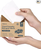 Poesie Travel Laundry Detergent Sheets Fresh Linen 40 Count Liquidless Portable No Waste Laundry Soap Sheets for Travel Dorm Home
