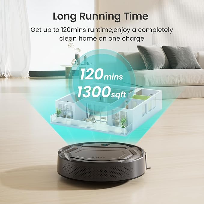 Lefant M210P Robot Vacuum, Powerful Suction, Quiet, Ultra-Slim, 120 Mins Runtime, Self-Charging Robotic Vacuum Cleaner, WiFi/App/Alexa Control, Ideal for Pet Hair & Hard Floors