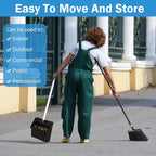 4 Set Broom and Dustpan Set 58 Inch Commercial Broom and Dustpan Combo Set Heavy Duty Lobby Dust Pan Bulk for Lobby Office Home Indoor Outdoor Cleaning Supplies