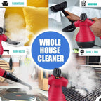 Comforday Handheld Pressurized Steam Cleaner - Multipurpose Steamer with 9-Piece Accessory Kit for Stain Removal, Upholstery, Curtains, Car Seats, Carpets, Floors, and Windows (Red)