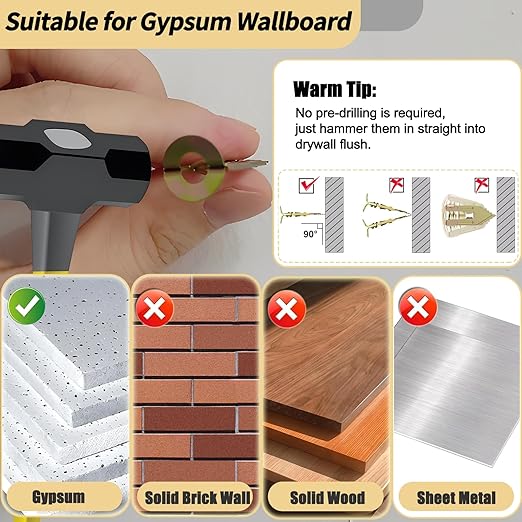 80PCS Self Drilling Drywall Anchors and Screws Kit, Upgraded 3 Sizes Zinc Plated Steel Self Drilling Drywall Anchors Screws, No Pre-Drill No Holes, Metal Screw Anchors Kit for Wall Hanging