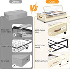 SpaceHacks Under Bed Storage with Wheels 1Pack Underbed Storage with Clear Window&Label Under Bed Drawers Large Capacity Rolling Under Bed Storage for Clothes,Shoes, Blankets (Beige)