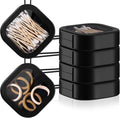 Kathfly 4 Pcs Black Hair Tie Organizer Portable Hair Accessory Storage Containers Stackable Tie Bobby Pin Holder Home Cotton Swab Dispenser Accessories Jewelry Organizer Box