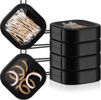 Kathfly 4 Pcs Black Hair Tie Organizer Portable Hair Accessory Storage Containers Stackable Tie Bobby Pin Holder Home Cotton Swab Dispenser Accessories Jewelry Organizer Box
