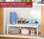X-cosrack 12" Wide 100LBS Loading-Bearing Heavy Duty Kitchen Storage Shelf, Expandable Cabinet Shelf Organizer, Stackable Adjustable Storage Shelves for Kitchen Cabinet Cupboard Pantry Counter