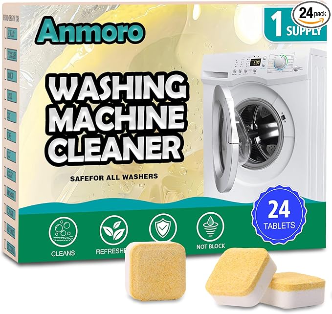 Washing Machine Cleaner Tablets - For HE Front & Top Load Washer - Eliminates Odor causing build-up,debris from drum, pipes,and filter,Septic Safe - 24 Counts/1 Year Supply