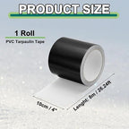 PATIKIL Awning Repair Tape 8m x 10cm Waterproof Canvas Tape High Adhesive Tear Repair Patch Kit for PVC Tarpaulin Tent Awning Fabric RV Sail Boat Cover, Black (4" x26.24ft)