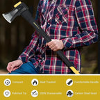 36" Chopping Axe Hatchet with Nylon Shock-Absorbing Handle, Camping Axe for Logs, Wood Axe