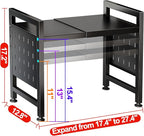 Kitstorack Adjustable Microwave Oven Rack,Microwave Stand Shelf Heavy Duty 2-Tier Shelf with Cutting Boards Stand for Kitchen Shelves Counter Top Organizer, Holds 120lbs,9 Hooks