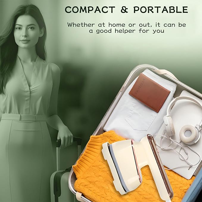 Portable Clothing Steamer, 800W 2-In-1 Iron & Clothes Steamer,A 30S Fast Preheating High-Power Clothing Wrinkle Remover That Is Not Picky About Fabrics and Suitable for Both Home & Travel (Beige)